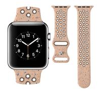 Shesyuki Sport Band Compatible with Apple Watch Band 42mm 44mm 45mm 49mm for Women Men, Breathable Soft Silicone Strap for iWatch Series SE 9 8 7 6 5 4 3 2 1 Ultra 1 2（beige）