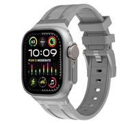 Shesyuki Sport Silicone Strap Compatible with Apple Watch Ultra 2 / Ultra 49mm 45mm 44mm 42mm for Men, iWatch Ultra/Ultra 2 SE Series 9 8 7 6 5 4(Silver Adapter-Grey)