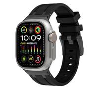 Shesyuki Sport Silicone Strap Compatible with Apple Watch Ultra 2 / Ultra 49mm 45mm 44mm 42mm for Men, iWatch Ultra/Ultra 2 SE Series 9 8 7 6 5 4(Black Adapter- Black)
