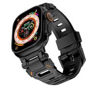 Shesyuki Watch Band Compatible for Apple Watch Ultra 2 Band 49mm 45mm 44mm 42mm, Men Luxury Fluororubber Rugged Silicone Strap with Metal Connector for iWatch Ultra Series 9 8 7 6 5 4 3 2 1 SE