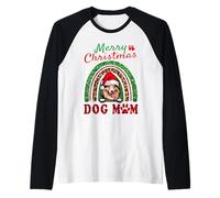 Shetland Sheepdog Christmas Santa Dog Mom Boho Rainbow Xmas Camiseta Manga Raglan