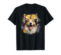 Shetland Sheepdog Mom Dog Lover Día de la Madre Flor Retro Camiseta