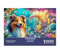 Shetland Shepherd Dog en un Colorido jardín Floral Puzzle De 1000 Piezas Lindo Perro Mascota Perfecto Regalo para Niños, Niñas, Hombres Y Mujeres 70x50cm/1000pcs
