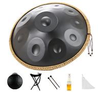 SHEUAO Instrumento Handpan - 432Hz/440Hz 9/10/12 Notas - Steel Tongue Drum De 56cm - Hand Pan Drum con Funda para Batería,Soporte,Baquetas,Aceite De Mantenimiento Black-432Hz-10tone