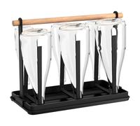 SHEUSS 2 soportes para botellas SodaStream, 6 unidades, escurreplatos, botellas, soporte para tazas con bandeja de goteo para diferentes botellas (negro)