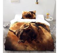 SHEVOVER Funda De EdRojoón Torero español, Funda Nórdica animaleses Salvaje 3D, Bisonte Europeo EdRojoón De 2 Piezas para Niños Y Niñas, Suave Y Acogedora Microfibra Single（135x200cm）