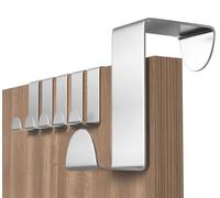 Shexkent Perchero Puerta, 6 Piezas Colgador Puerta Acero Inox Gancho Puerta Sin Taladrar Adecuado Para Dormitorio, Baño, Cocina, Armario, Plata