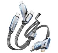 SHEZI [Actualizado] Cable de carga múltiple 6 en 1, cable USB C a USB C de 100 W [archivo 1G hecho en 20], carga rápida para cargador de iPad, iPhone, cable de carga múltiple trenzado plano, combo