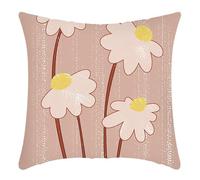 SHFDJTL Funda Cojín Decorativa 60x60cm Flores Amarillas y Rosas, Multiusos, Lino y Poliéster, 1 Unid
