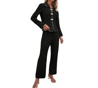 Shfebrinox Pijama para mujer, pijama para dormir y descansar, 2 piezas, ropa de dormir de moda para mujer, ropa de dormir similar al algodón, agradable a la piel, casual, clásico, para ocio, conjunto