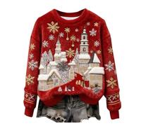 Shfebrinox Sudadera de franela con estampado de gato y perro, de gran tamaño, de forro polar, con temática navideña, acogedor, para festividades, ropa térmica de Navidad, Ered, XXL