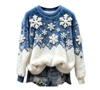 Shfebrinox Suéter de Navidad para mujer, divertido y lindo estampado de gato y perro, sudadera de franela de Navidad de gran tamaño, suéter de Navidad mullido, suéter temático de Navidad, ropa térmica