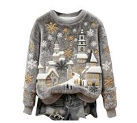 Shfebrinox Suéter de Navidad para mujer, divertido y lindo estampado de gato y perro, sudadera de franela de Navidad de gran tamaño, suéter de Navidad mullido, suéter temático de Navidad, ropa térmica