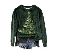 Shfebrinox Suéter de Navidad para mujer, divertido y lindo estampado de gato y perro, sudadera de franela de Navidad de gran tamaño, suéter de Navidad mullido, suéter temático de Navidad, ropa térmica