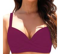Shffuw Bikini+Mujer+con+Relleno+Y+Push+Up Women Underwire Bikini Top Swim Bra Padded Swimsuit Tops 2025 Bathing Suit BañAdor Palabra De Honor Mujer (Wine, XS)