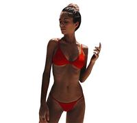Shffuw Bikinis Que No Dejan Marca Sujetador Bikini Traje de baño Tanga con Relleno Piezas Mujeres Trajes Natacion Mujer (Red, M)