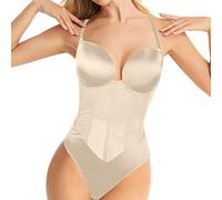 Shffuw Body Negro Mujer Top Mujer Sexy Braga Sin Halft Back Body Shaper Bra Mash Bodysuits Tanga Sin Costuras Cuello En V Profundo para Correa Transparente Vestido De Graduación A 36 L