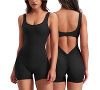 Shffuw Bragas Sin Body Mujer Adelgazar 2024 Primavera Y Novedad De Verano Pantalones Ajustados De 1 Pieza para Mujer Pantalones Deportivos Sexis con Espalda Maderoterapia Corporal Black XL