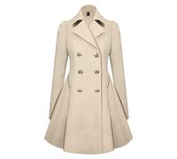 Shffuw Capa De Chuva Impermeávelchubasquero Impermeable Falda Irregular Con Dobladillo Plisado Y Manga Larga Para Mujer Cortavientos De Longitud Media Poncho Impermeable Zotochaqueta Mujer Beige M