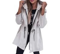 Shffuw Chaqueta Lluvia Mujerchubasquero Impermeable Sudadera Con Capucha Y Cremallera Para Mujer Manga Larga Informal Con Cordón En La Cintura Abertura Chubasquero Mujer Largochaqueta White L