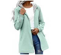 Shffuw Chubasquero Impermeablecortavientos Impermeable Chaqueta Con Capucha De Color Liso Para Mujer Otoño E Invierno Con Bolsillos Y Cremallera Longitud Traje De Agua Mint Green Xxxl