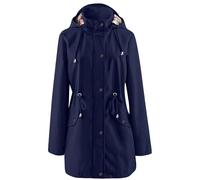 Shffuw Chubasquero Poncho Mujerchubasquero Running Mujer Womens Rain Jacket Windproof Adjustable Windbreaker Raincoats Long Sleeve Outdoor Trench Coat Chubasquero Para Zototraje Agua Navy Xxxxl