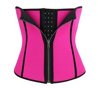 Shffuw Corset Mujer Reductor Bodis para Mujer Vestir Corsé De Cuerpo Faja Mujeres Abdomen Cintura Interior Corsé Cremallera Ajustar Shapeware Vestido Tirantes Largo Faja Reductora Hot Pink XXL