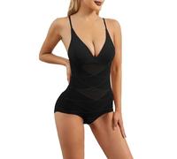 Shffuw De Mujer Faja Postoperatoria Abdominal Mono De Mujer con Tirantes Ajustables Y Chaleco Ajustado con Escote En V Que Moldea El Cuerpo Y Da Forma Al Faja Abdominal Postquirurgica Black XL