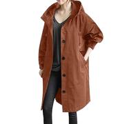 Shffuw Impermeable Para Zotochaqueta Primavera Mujer Chaqueta Con Capucha De Punto Para Mujer Suéter Liso De Manga Larga Con Bolsillo Botón Superior A La Traje Lluviaponcho Brown Xxxl