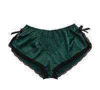 Shffuw Lenseria Sexy para Mujer San Valentin Lenceria Satén De Seda Flores Sexy Pijamas De Encaje Interior Mujer Pantalones S-XXXL Traje Conjunto Lenceria San Valentin Green S