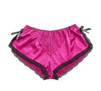 Shffuw Lenseria Sexy para Mujer San Valentin Lenceria Satén De Seda Flores Sexy Pijamas De Encaje Interior Mujer Pantalones S-XXXL Traje Conjunto Lenceria San Valentin Hot Pink S