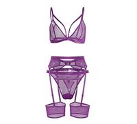 Shffuw Mujeres Interior Sexy Vestido Mujer para Sexo Lencería Conjuntos De Interiorpoliésterbordado Inalámbricoindoor Girl Lenceria Sex Mujer Conjunto De Interior Sexy Purple L