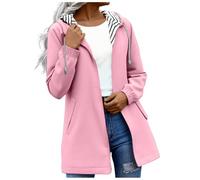 Shffuw Poncho Impermeable Mujercortavientos Mujer Chaqueta Con Capucha De Color Liso Para Mujer Otoño E Invierno Con Bolsillos Y Cremallera Longitud Media Y Chubasquero Pink S
