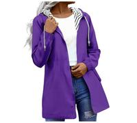Shffuw Poncho Impermeable Mujercortavientos Mujer Chaqueta Con Capucha De Color Liso Para Mujer Otoño E Invierno Con Bolsillos Y Cremallera Longitud Media Y Chubasquero Dark Purple M