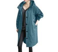 Shffuw Poncho Lluvia Unisexabrigos Primavera Mujer Chaqueta Con Capucha De Punto Para Mujer Suéter Liso De Manga Larga Con Bolsillo Botón Superior A La Gabardina Talla Grandetraje Blue Xxl