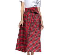 ShFhhwrl Hermosa Kilt Falda Escocesa Falda Midi A Cuadros De Mujer Otoño Cintura Alta Fajas De Una Línea Faldas Largas Escocesas