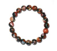 SHFJASBNUMG Pulsera de ágata roja de 10 mm para mujeres y hombres, pulsera elástica natural para muñecas de 7.5 a 8 pulgadas, cristal de chakra de raíz, corazón y sacro, cada cuenta negra y roja es