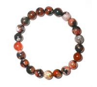 SHFJASBNUMG Pulsera de ágata roja de 8 mm para mujeres y hombres, pulsera elástica natural para muñecas de 7 a 7.5 pulgadas, cristal de chakra de raíz, corazón y sacro, cada cuenta negra y roja es