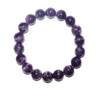 SHFJASBNUMG Pulsera de amatista de ensueño de 12 mm, cristal morado de chakra de corona con inclusiones blancas, joyería espiritual de meditación para paz e intuición, kit de herramientas de cuentas