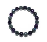 SHFJASBNUMG Pulsera de amatista y labradorita de 12 mm, apta para muñecas más grandes de 7.5 a 8.5 pulgadas, joyería de cristal de chakra para paz y amor, pulsera natural para aliviar la ansiedad y el