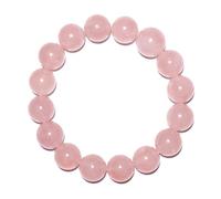 SHFJASBNUMG Pulsera de cuarzo rosa de 14 mm, cuentas grandes para muñecas de aproximadamente 8 a 9 pulgadas, pulsera de cristal, motivación, confianza en sí mismo, elección de joyería elástica