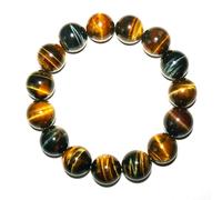 SHFJASBNUMG Pulsera de cuentas de ojo de tigre amarillo y azul de 16 mm para hombre, piedras preciosas naturales del chakra del plexo solar, trae suerte, riqueza, coraje, protección contra el mal