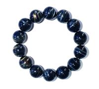 SHFJASBNUMG Pulsera de ojo de tigre azul para hombre de 16 mm, se adapta a muñecas de aproximadamente 8 pulgadas, piedras preciosas naturales del chakra del plexo solar, trae valor de riqueza de la