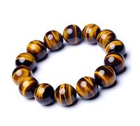 SHFJASBNUMG Pulsera de ojo de tigre de 12 mm para hombre | Se adapta a muñecas extragrandes de aproximadamente 9 pulgadas | Piedras preciosas naturales del chakra del plexo solar con ojo de gato