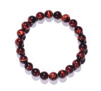 SHFJASBNUMG Pulsera de ojo de tigre rojo de 6 mm para mujeres y hombres, joyería de cristal de chakra raíz de protección de energía motivación, cuentas de piedra de fuego delicadas naturales, kit de