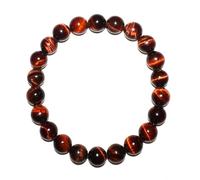 SHFJASBNUMG Pulsera de ojo de tigre rojo de 8 mm para mujeres y hombres, joyería de cristal de chakra raíz de protección de energía motivación, cuentas de piedra de fuego delicadas naturales, kit de