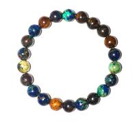 SHFJASBNUMG Pulsera de piedras preciosas naturales de crisocolla de 8 mm, piedras preciosas naturales del chakra del plexo solar, trae valor a la suerte, riqueza, protección contra el mal, regalo