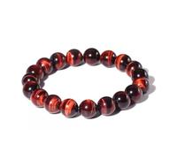 SHFJASBNUMG Pulseras de ojo de tigre rojo de 10 mm para mujeres y hombres, se adapta a muñecas de 7.5 pulgadas, talismán de buena suerte y riqueza, cristal de chakra raíz, piedras preciosas de valor