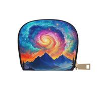 SHFJASBNUMG Trippy Starry Sky Misty Forest Mountain Card Pack Colorido Galaxy Bolso de piel Star Dust Universe Astronomía Cartera Visitantes de playa - Bolsa para tarjetas resistente al agua 9x11, A33