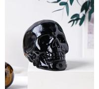 SHFTQXSLAT 1PC Black Obsidian Crystal Skulls Statue Stones Crafts Room Decor Aquarium Witchcraft Decoration